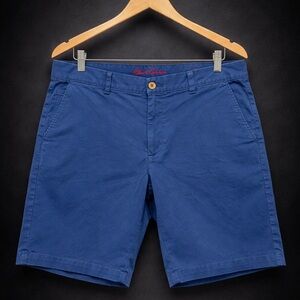 Robert Graham Blue Chino Shorts Mens 36 Classic Fit Pima Cotton Stretch